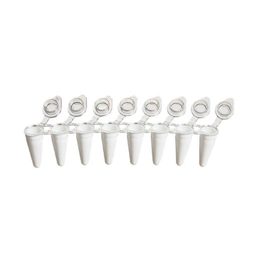 [SK-TP365] AmpliStar-II 8-Strip 0.1ml Low-Profile White PCR Tubes, Attached Optical Flat Caps - 10x120