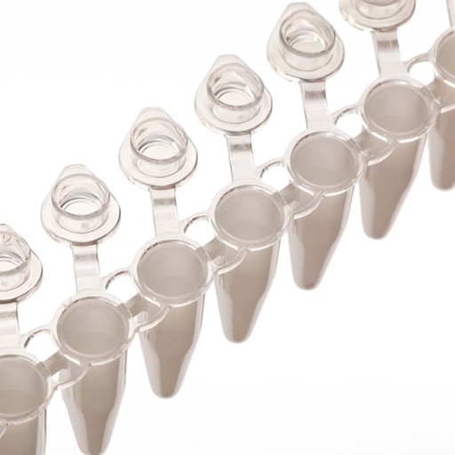 [SK-TP395] AmpliStar-II 8-Strip 0.2ml White PCR Tubes, Attached Optical Flat Caps - 10x120