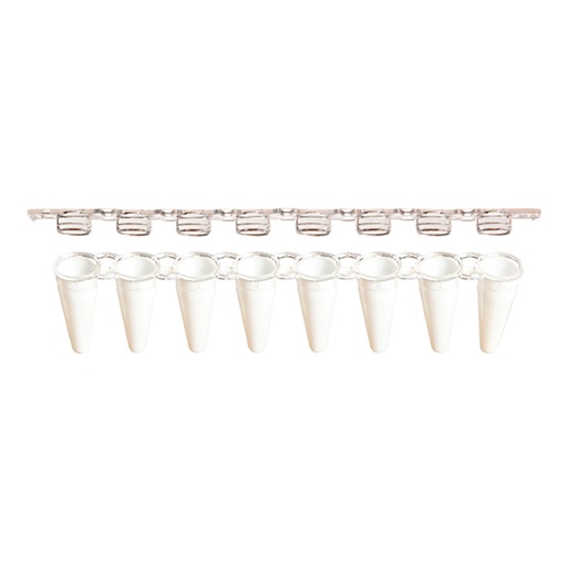 [SK-TP401] AmpliStar-II 8-Strip 0.1ml Low-Profile White PCR Tubes with Optical Flat Caps - 10x125